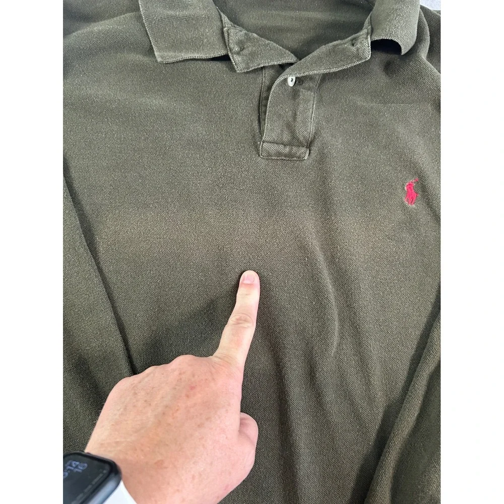 Polo Ralph‎ Lauren Polo Shirt Mens XL Olive Green Long Sleeve Pique Cotton Logo